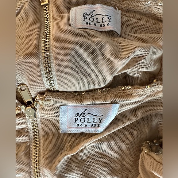 Oh Polly Drop a Glint Embellished Mini Skirt and Crop Top in Gold - Picture 6 of 6